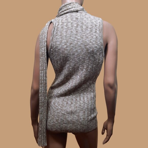 Y2K  INC International Concepts Sleeveless Sweater Size L Beige Gold Metallic - Picture 8 of 11